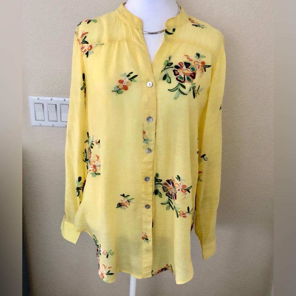 Olive Hill Yellow Floral Embroidered Women's Blouse